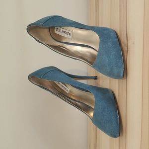 Steve Madden Blue Suede Pointy Toe Heels Size 6.5